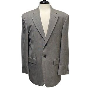Stafford Wool Blazer Gray Black Blue Houndstooth Two Button Men’s 40R